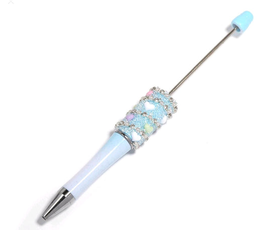 Baby blue beadable pen